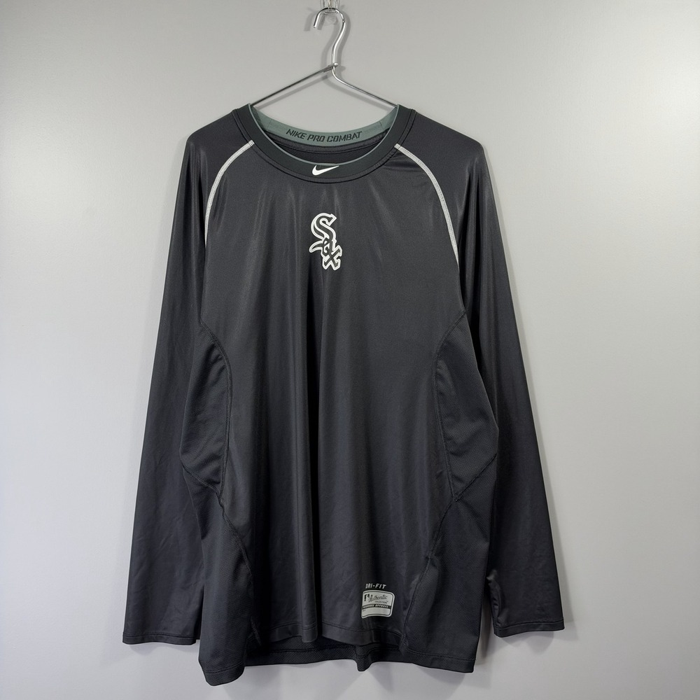 Chicago White Sox Center Swoosh Shirt Mens XL Black MLB Baseball Nike Pro Combat